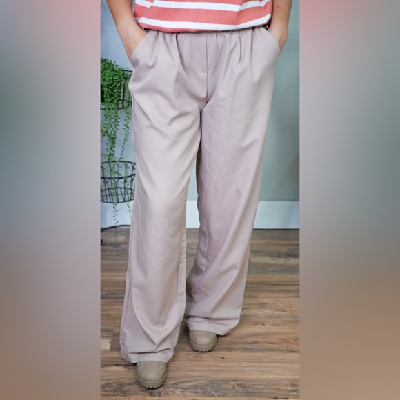 Ee:some Tan Wide Leg Pants. Sz Large - Picture 3 of 11